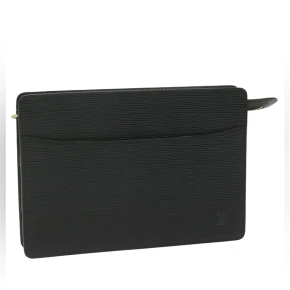 Authentic Louis Vuitton Epi Pochette Homme Clutch Hand Bag Black - Picture 1 of 10